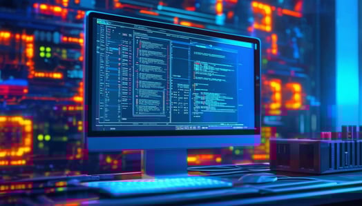 a computer running a program